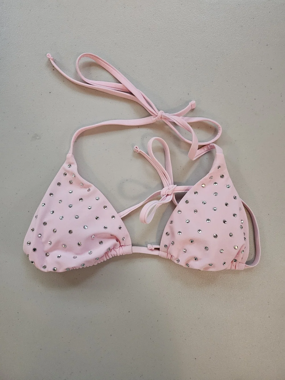Wild Fable Light Pink Rhinestone Tie On Bikini Top and Bottom Size Small